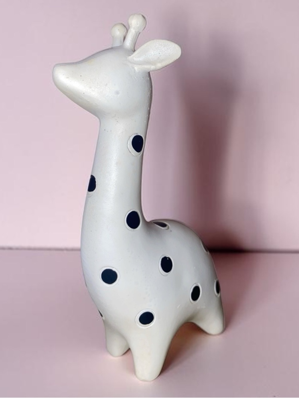 MINIATURE GIRAFFE Resin Mini Giraffe Figurine Black White Polka Dots 6”x 3”